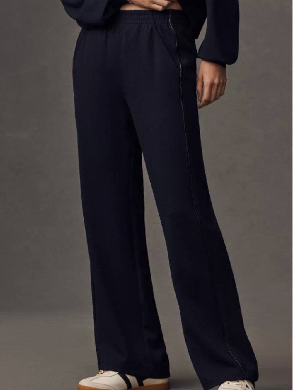 NWT Maeve The Brooklin Knit Navy Wide-Leg Pull-On Casual Pants Large